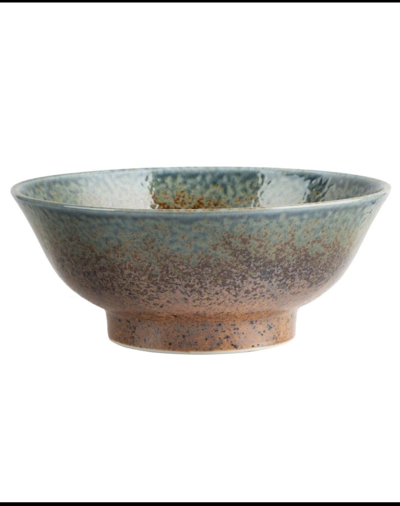 aki Japanese ramen bowl ceramic porcelain rustic autumn glaze blue green made in Japan