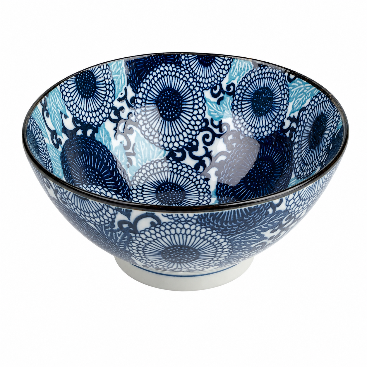 Blue Chrysanthemum Japanese Ramen Bowl