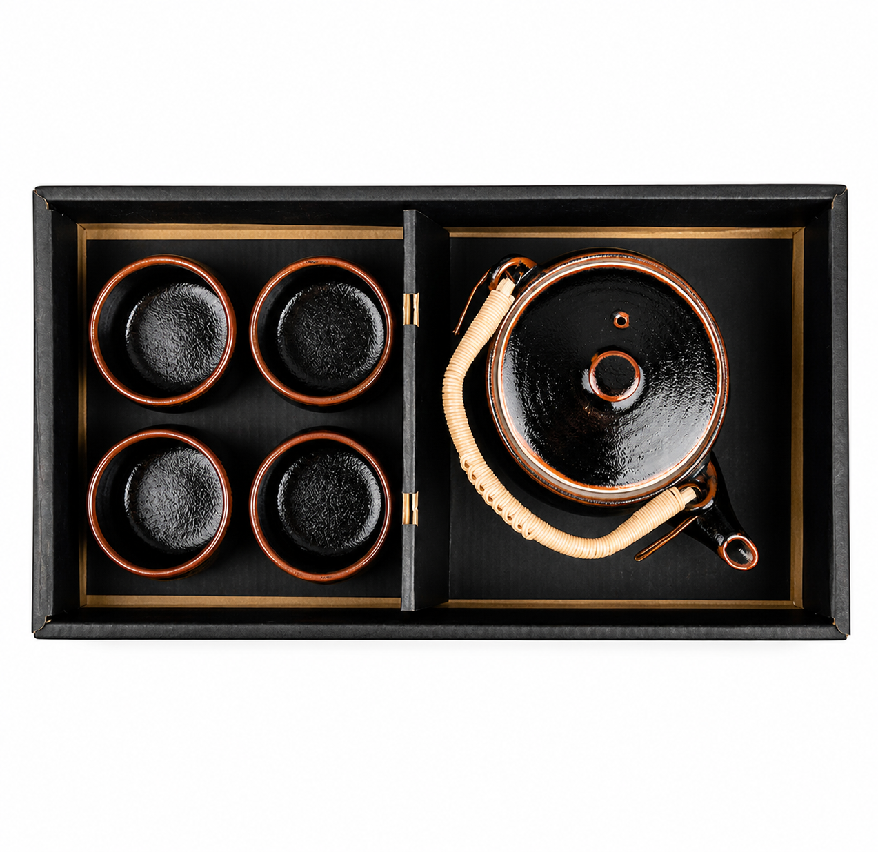 Tenmoku Black Japanese Tea Pot and Cup Gift Set