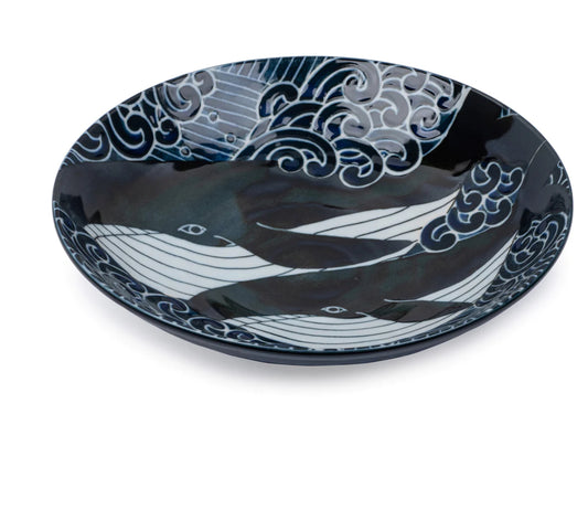 Whale Indigo Blue Ceramic Japanese Bowl