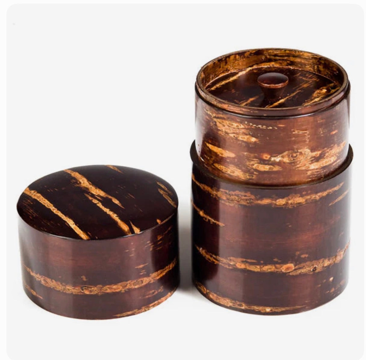 Handmade Japanese  cherry bark tea caddy large wooden tea storage container