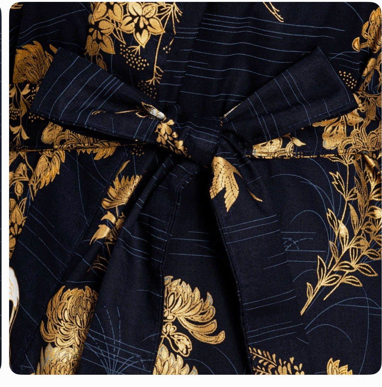 Japanese Cotton Kimono Navy Crane & Chrysanthemum – Yukata Robe| Made in Japan