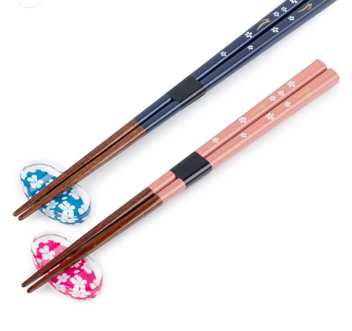 Blue and Pink Blossom Japanese Chopstick Gift Set