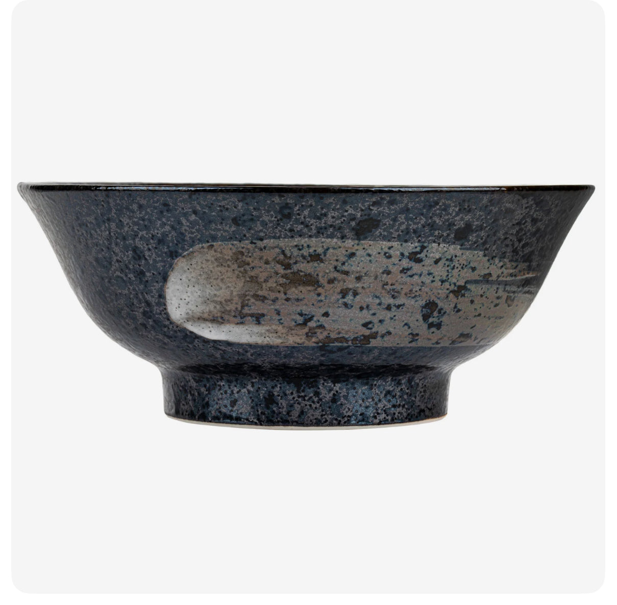 akeyo japanese ramen bowl black ceramic design speckled glaze brown detail made in Japan