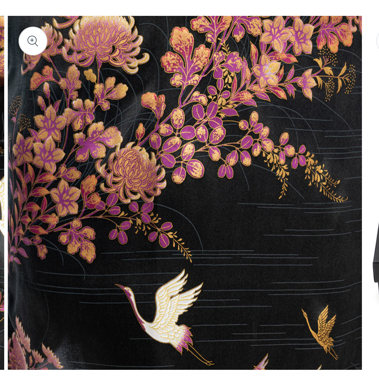 Silk Crane and Chrysanthemum Short Black Yukata.