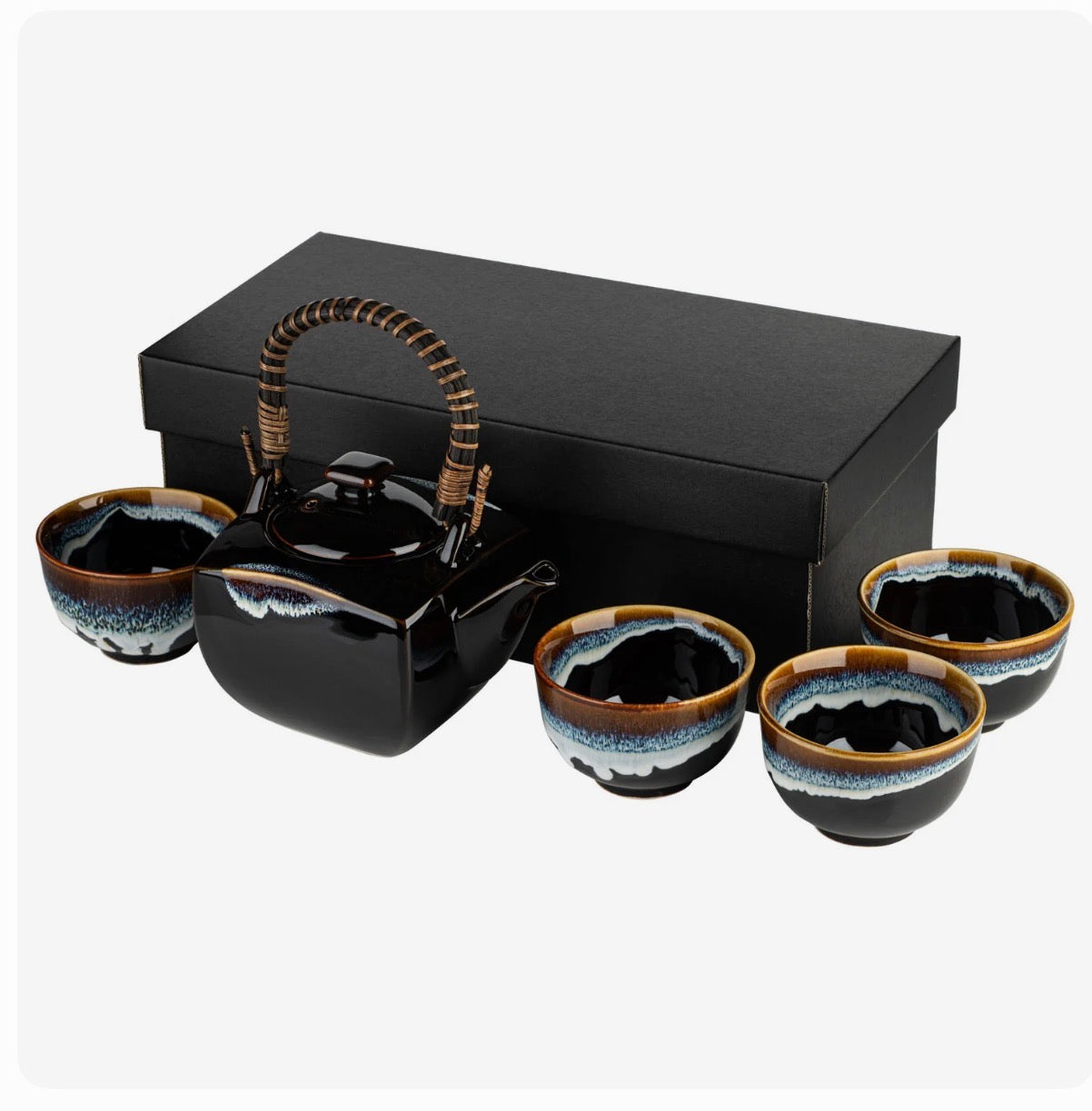 Authentic Okinawa tea set made in Japan porcelain tea pot with gift box