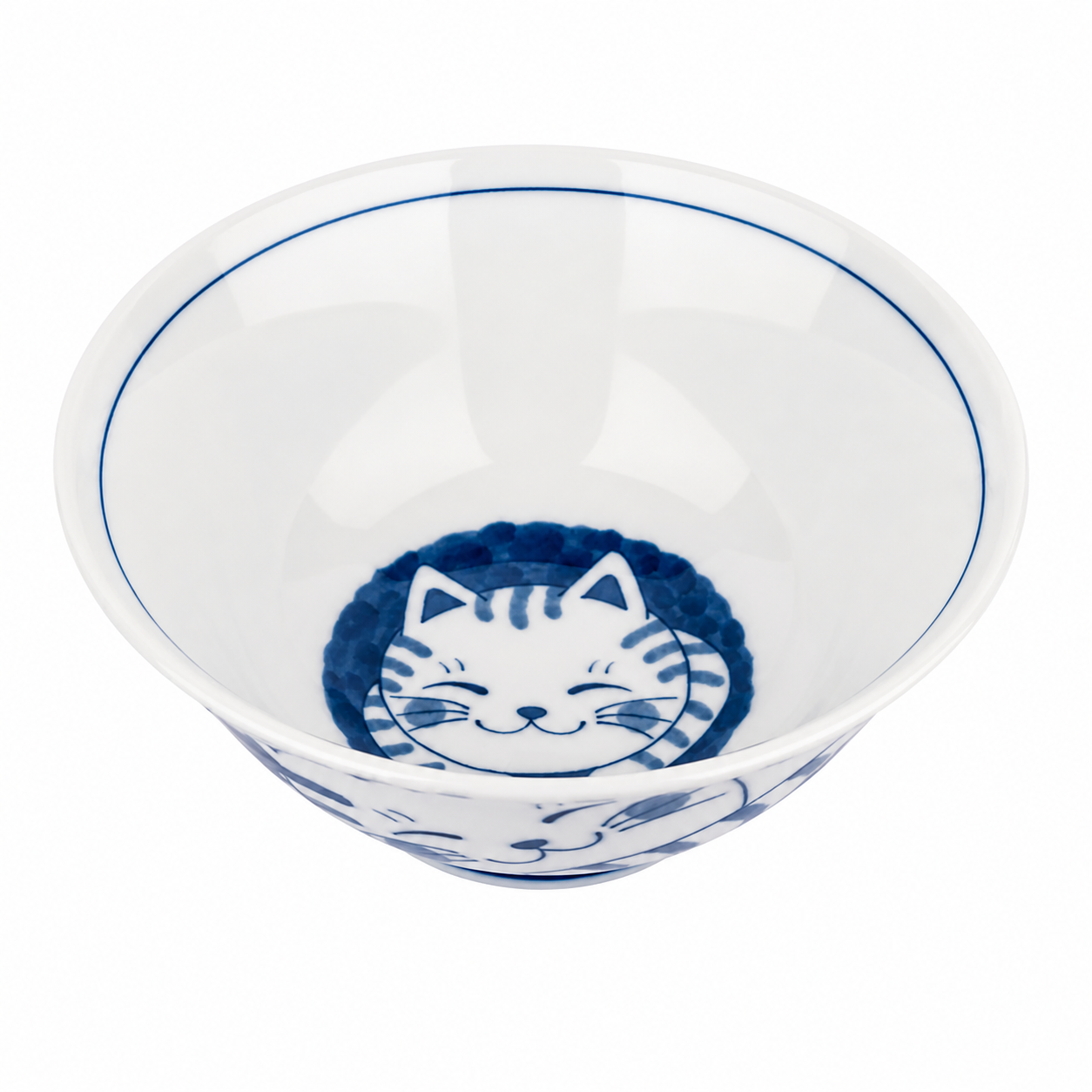 japanese ramen bowl blue white cat design porcelain hachiware style