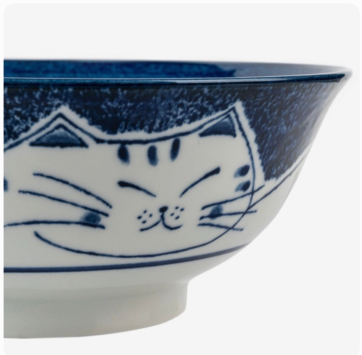 Authentic Blue Tabby Cat Japanese Ramen Bowl – Large Porcelain Bowl Made in Japan