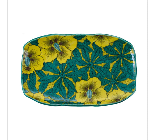New Seikou Porcelain Gold Floral Rectangular Platter, 32cm