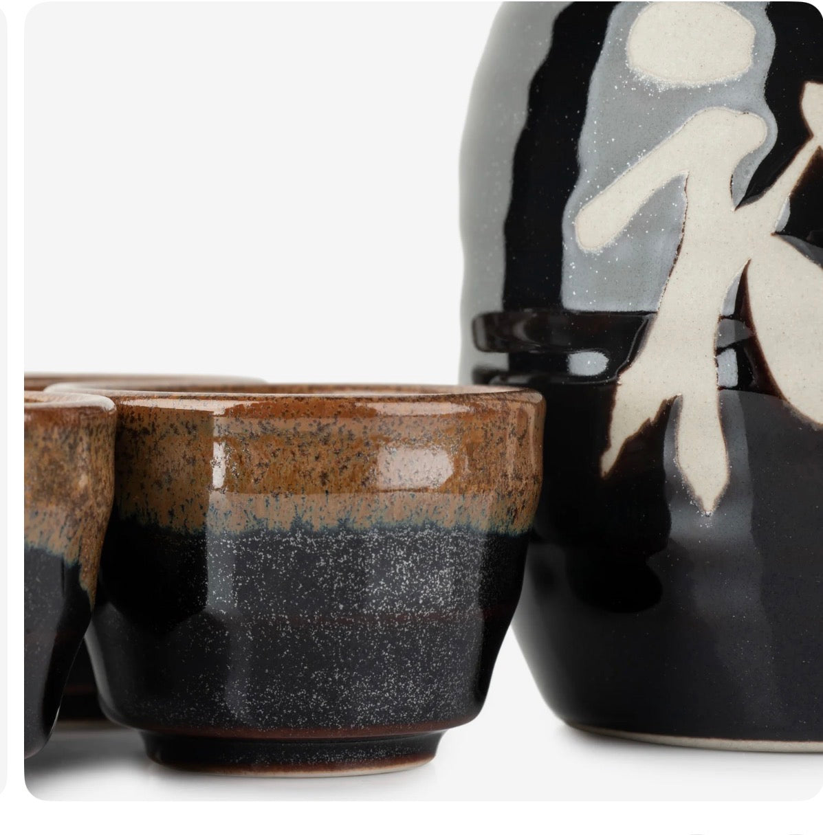 Happiness Japanese Sake Pot and Cup Set