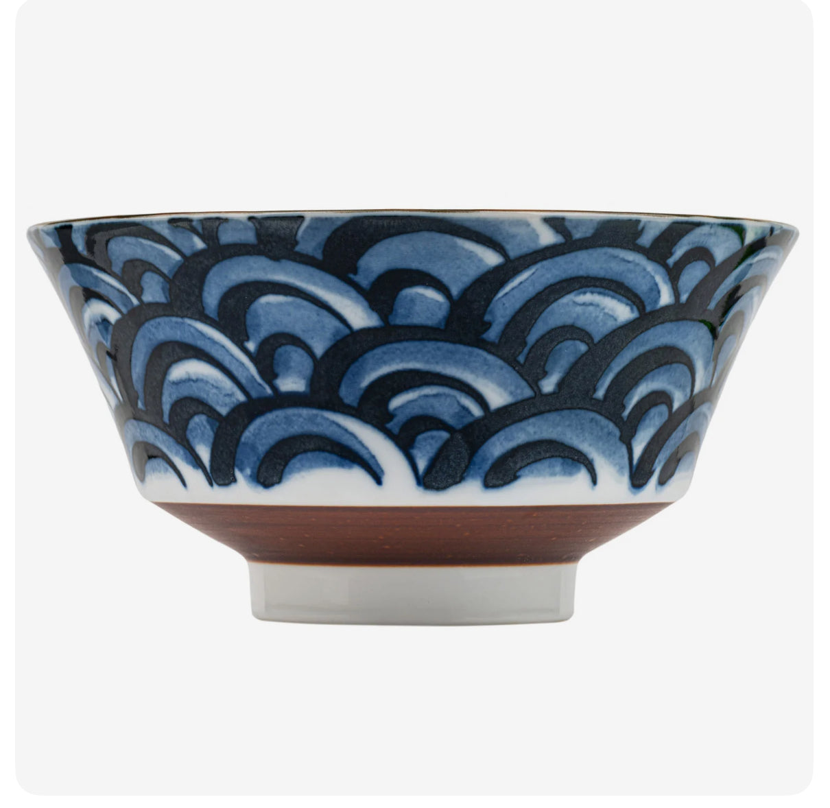 Japanese ceramic ramen bowl cool blue wave pattern made in Japan