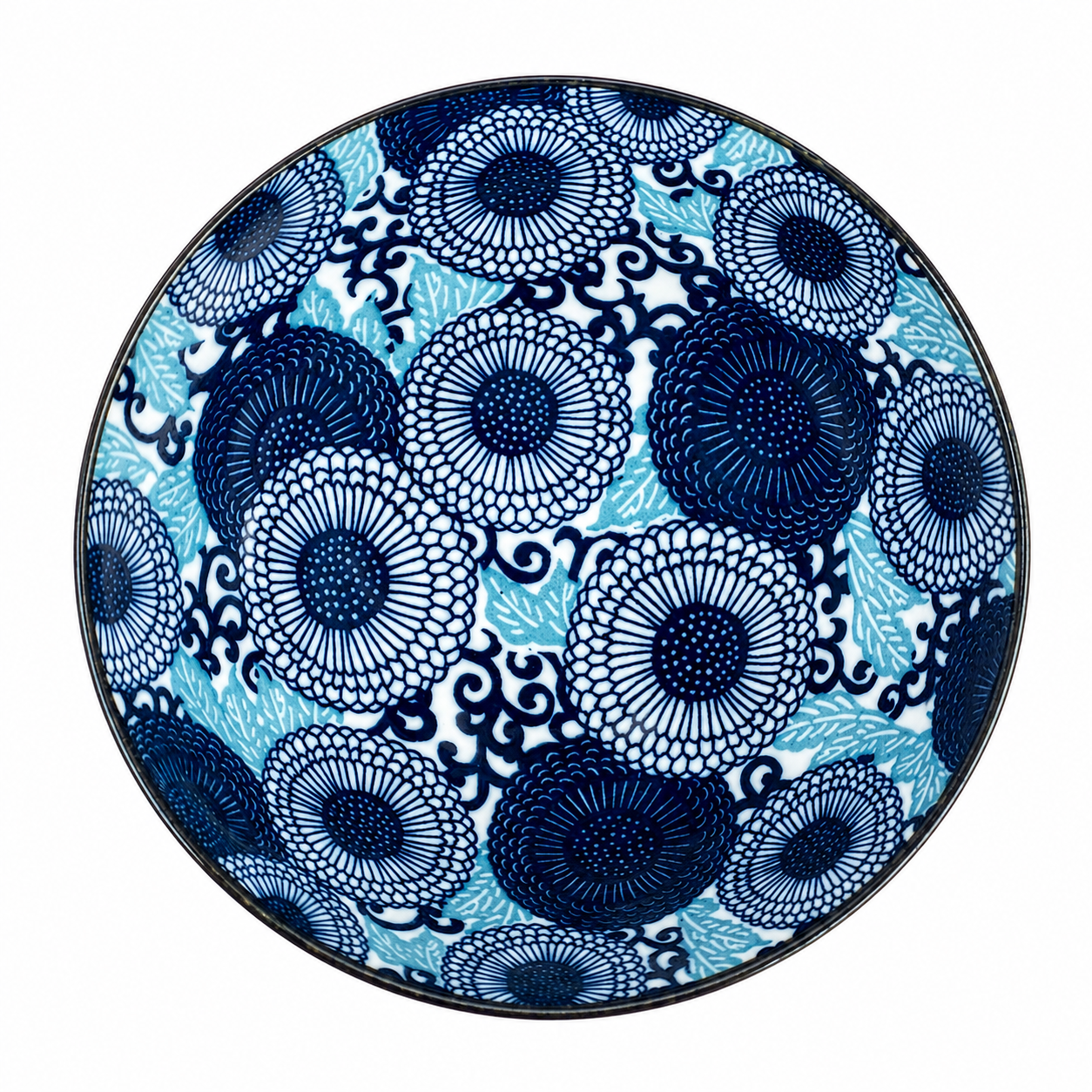 Blue Chrysanthemum Japanese Ramen Bowl