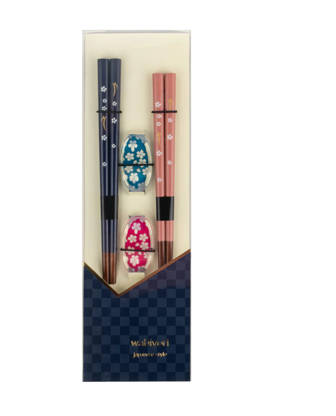 Blue and Pink Blossom Japanese Chopstick Gift Set