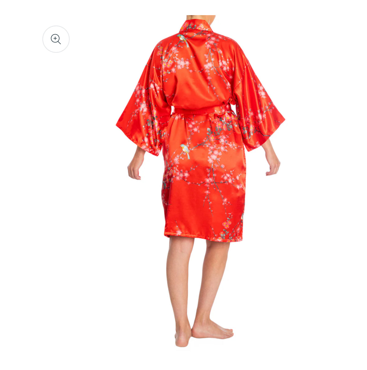 Red Japanese Kimono Short Plum Polyester.