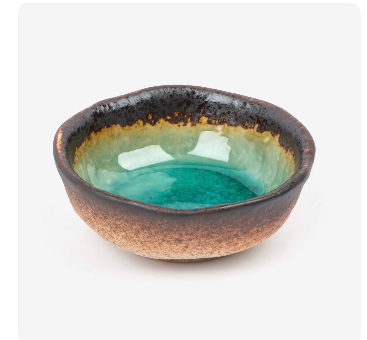 Round Turquoise Crackleglaze Japanese Sauce Dish