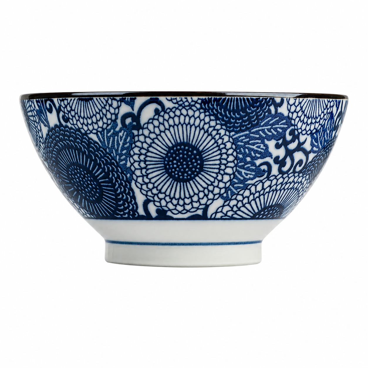 Blue Chrysanthemum Japanese Ramen Bowl