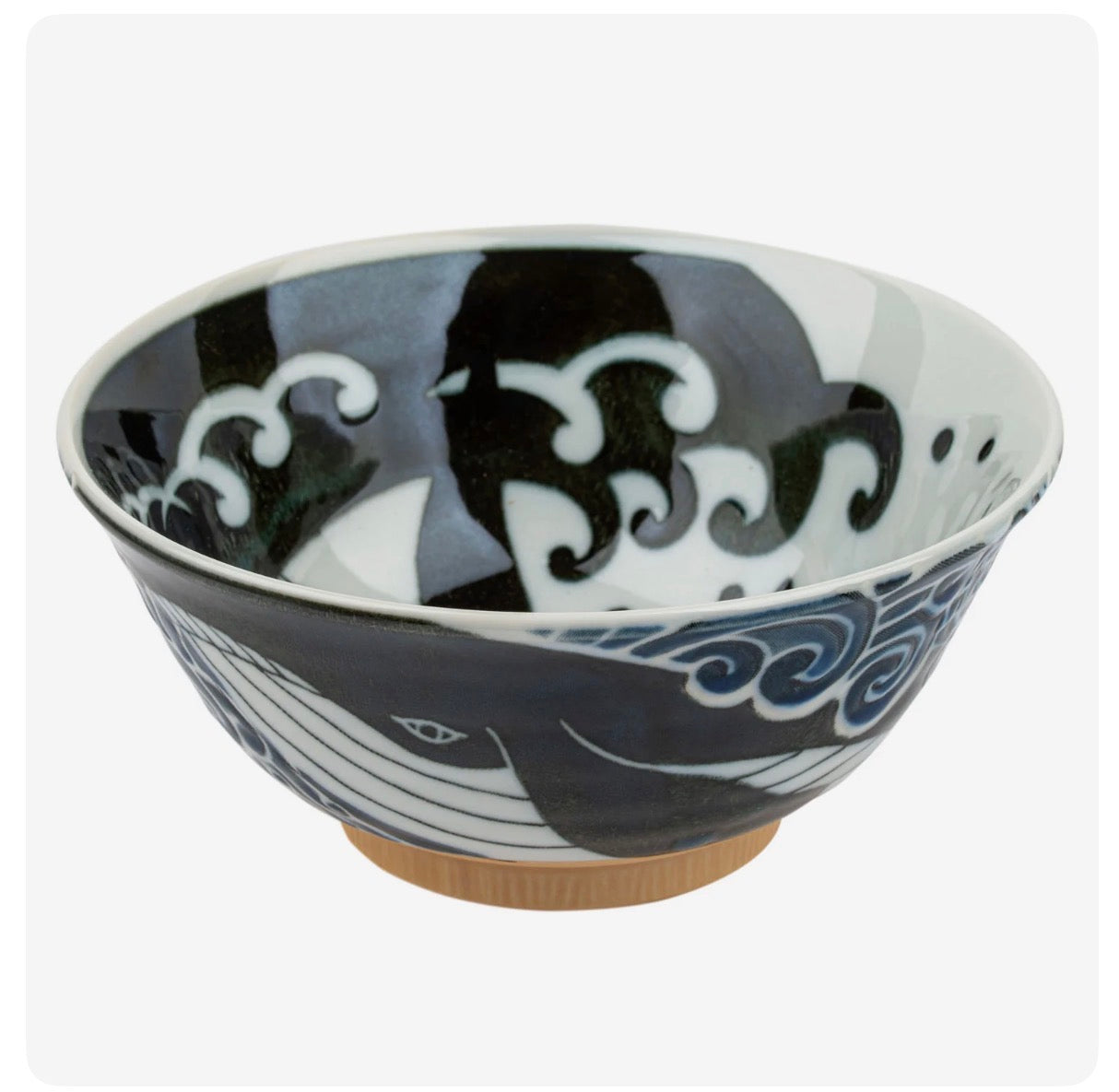 Whale Indigo Blue Large Japanese Rice Bowl