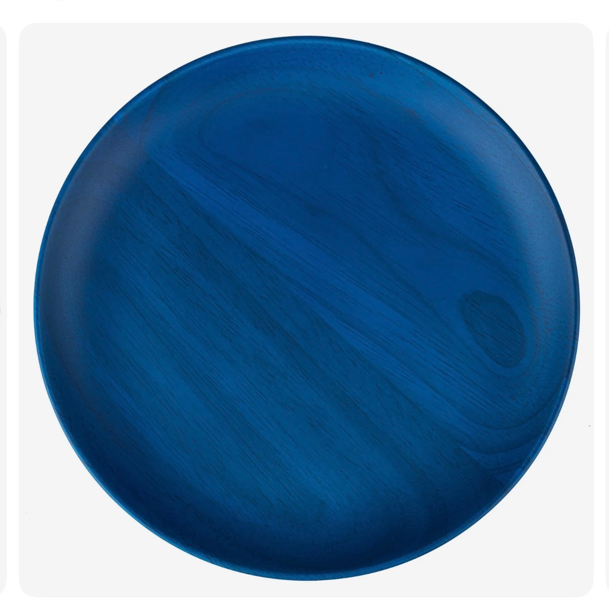 Premium Solid Blue Japanese Round Wooden Plate