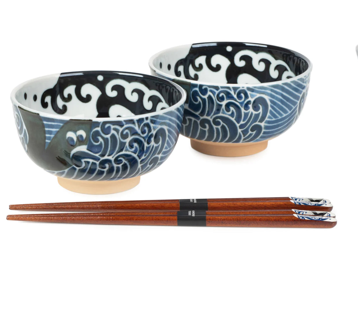 Whale Indigo Blue Small Japanese Bowl Set