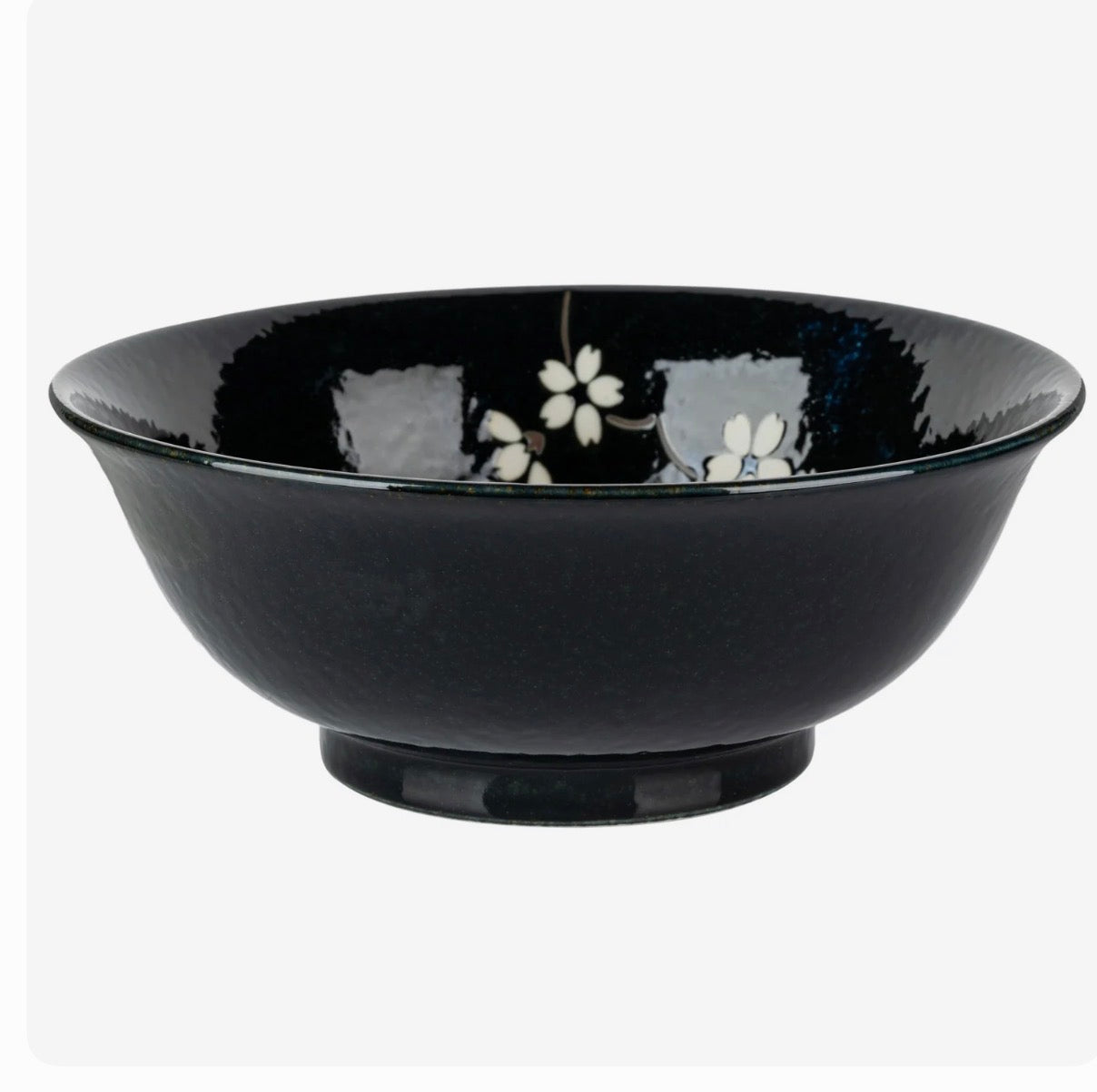 Navy sakura Japanese ramen bowl made in Japan porcelain with cherry blossom design