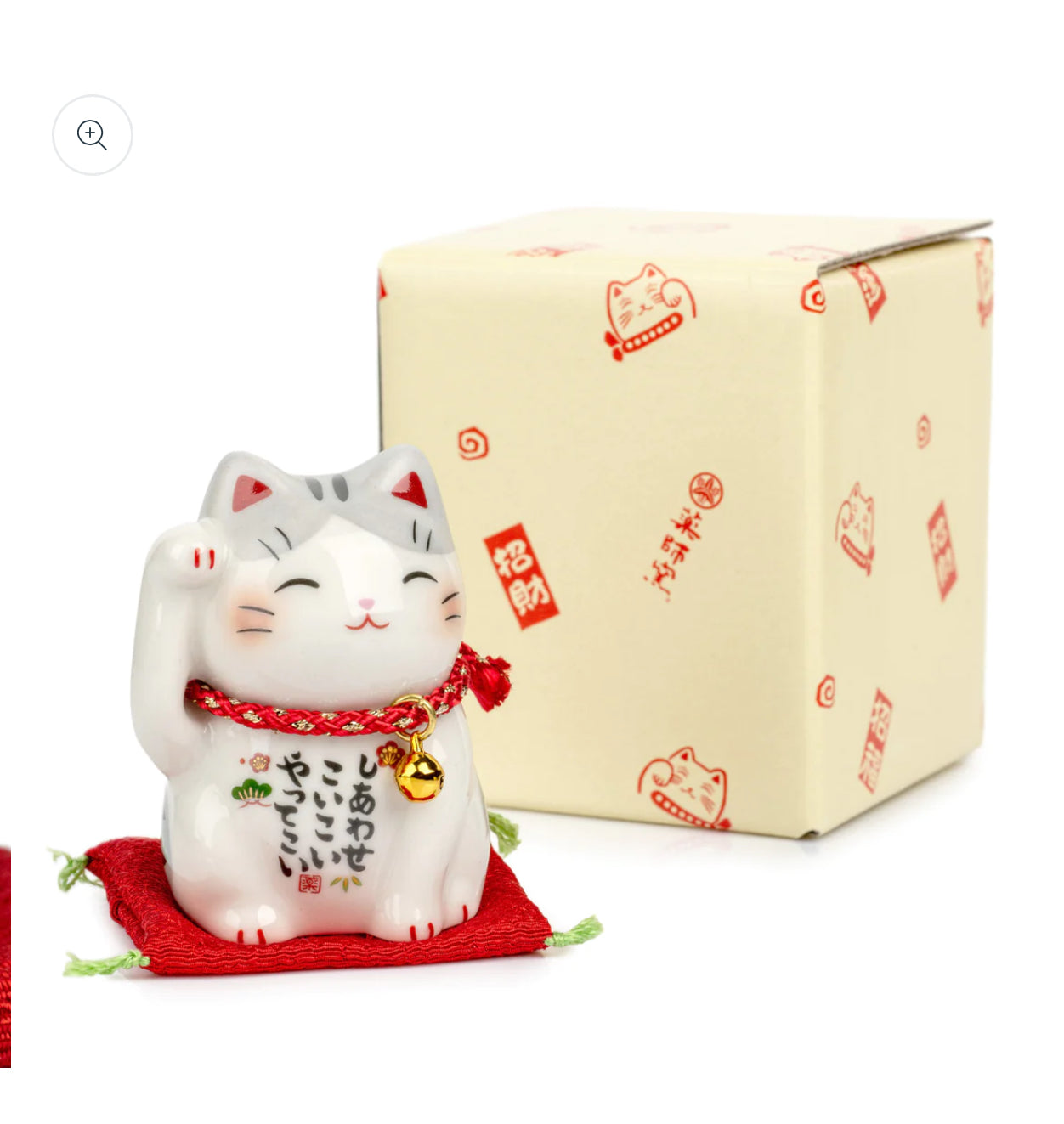 Make a Wish Japanese Lucky Cat and Red Cushion.