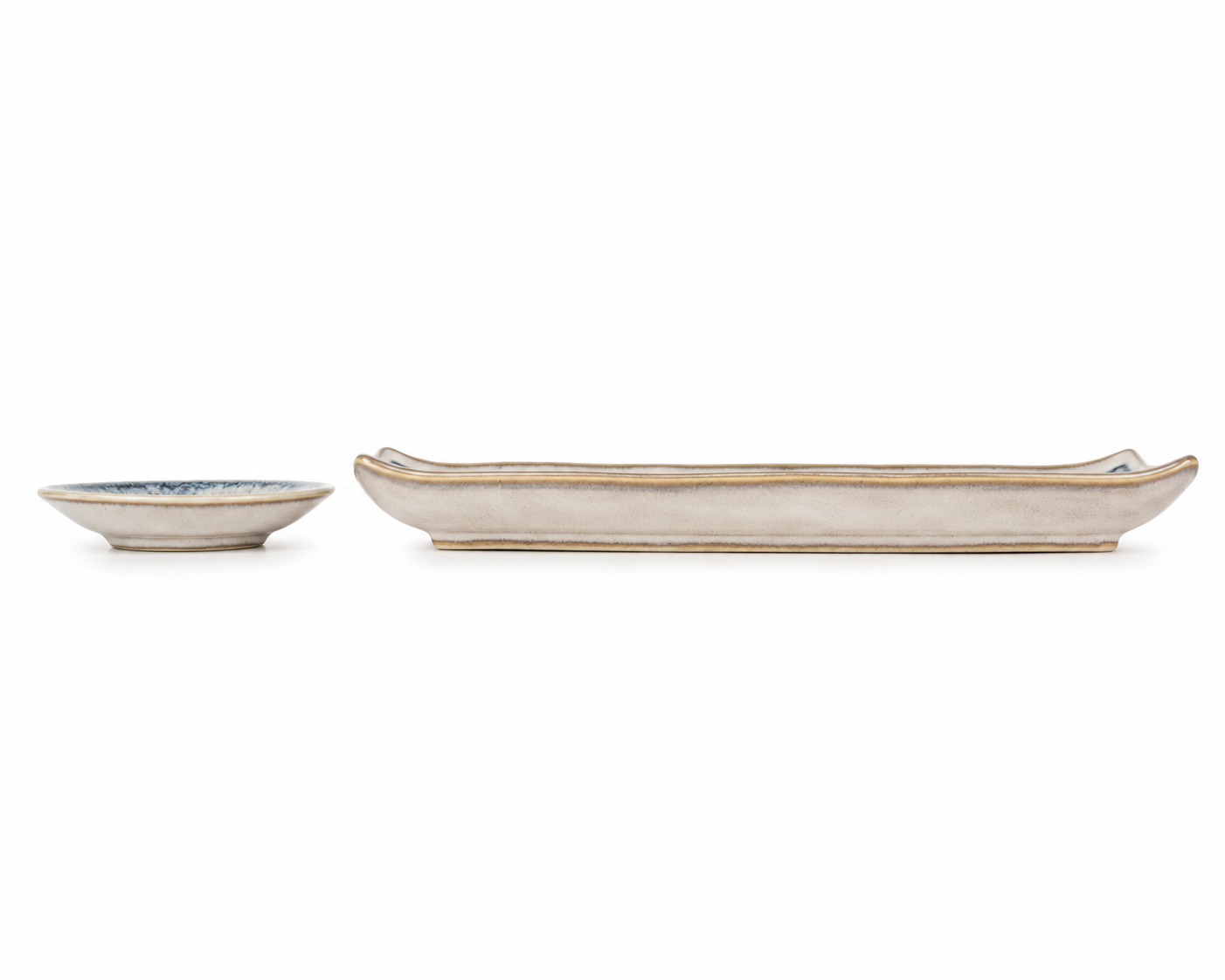 Karakusa Brush Blue Japanese Sushi Plate Set