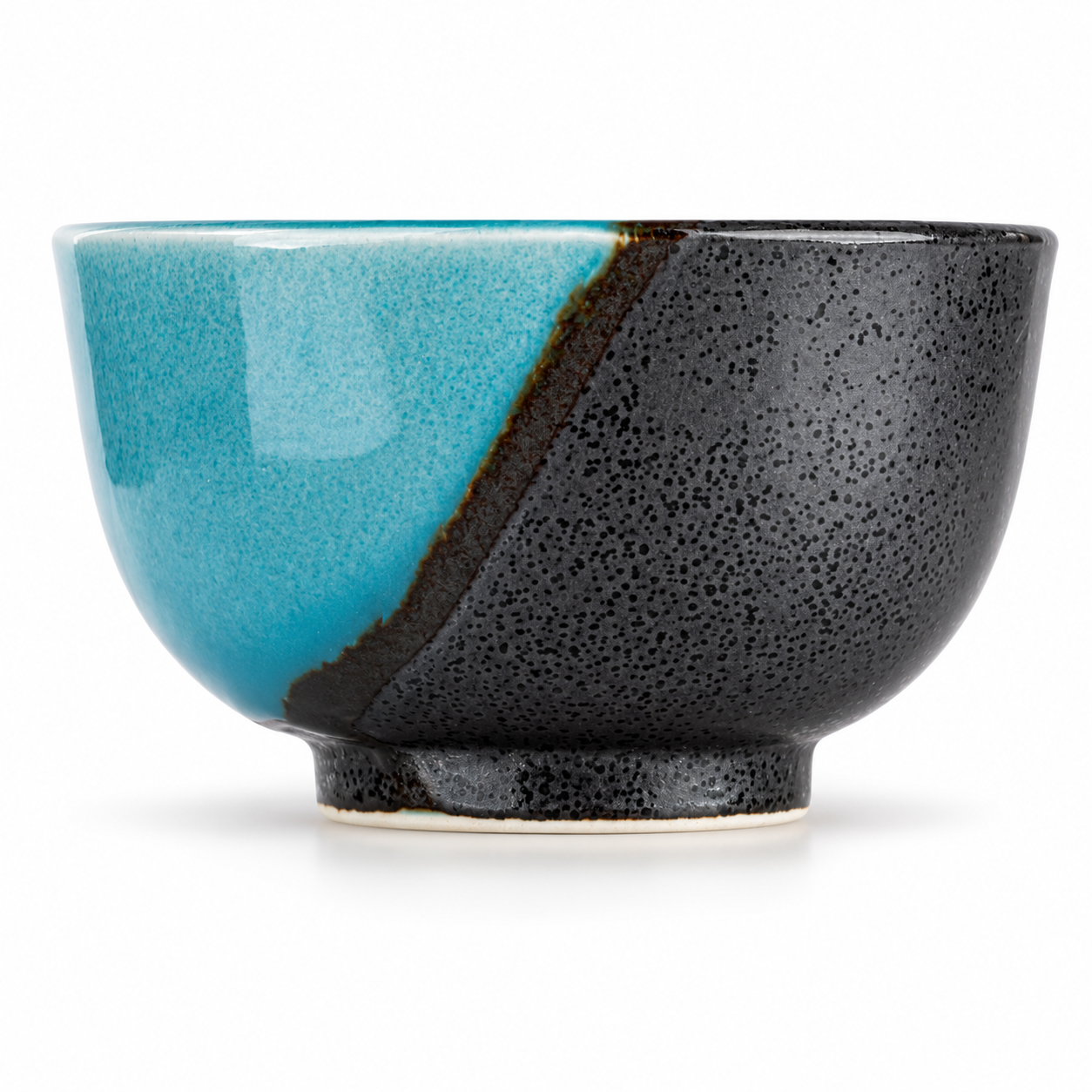 Authentic Japanese porcelain tea cup with elegant blue and grey glaze, crafted in Japan for green tea, sencha, and everyday tea drinking.