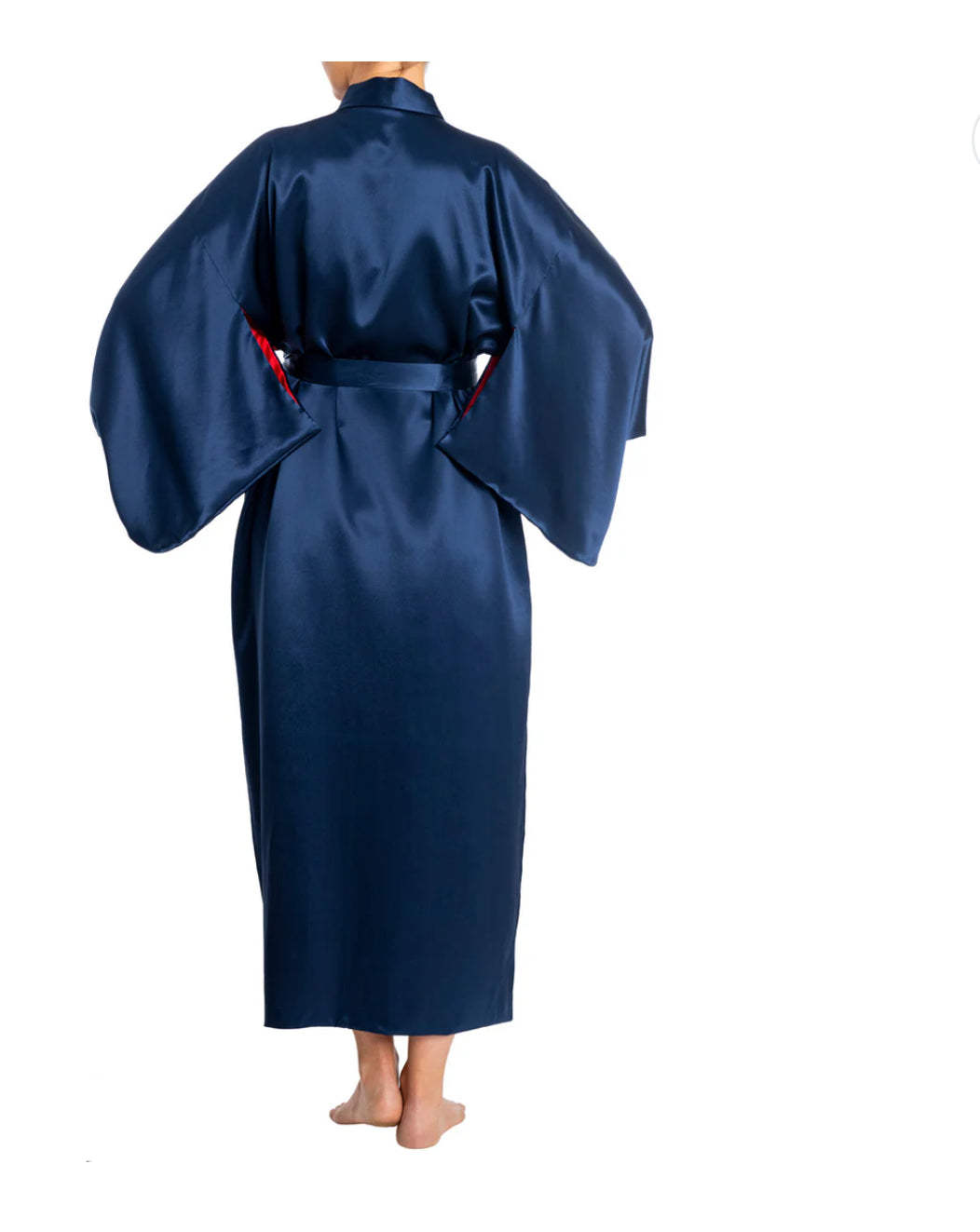 Premium Navy Silk Ladies Japanese Kimono