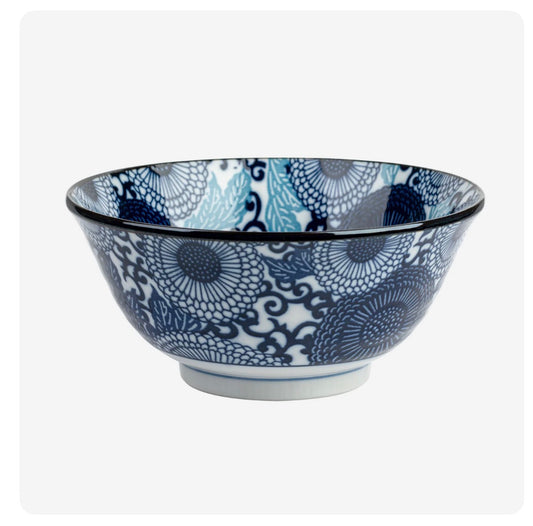 Blue Chrysanthemum Japanese Soup Bowl