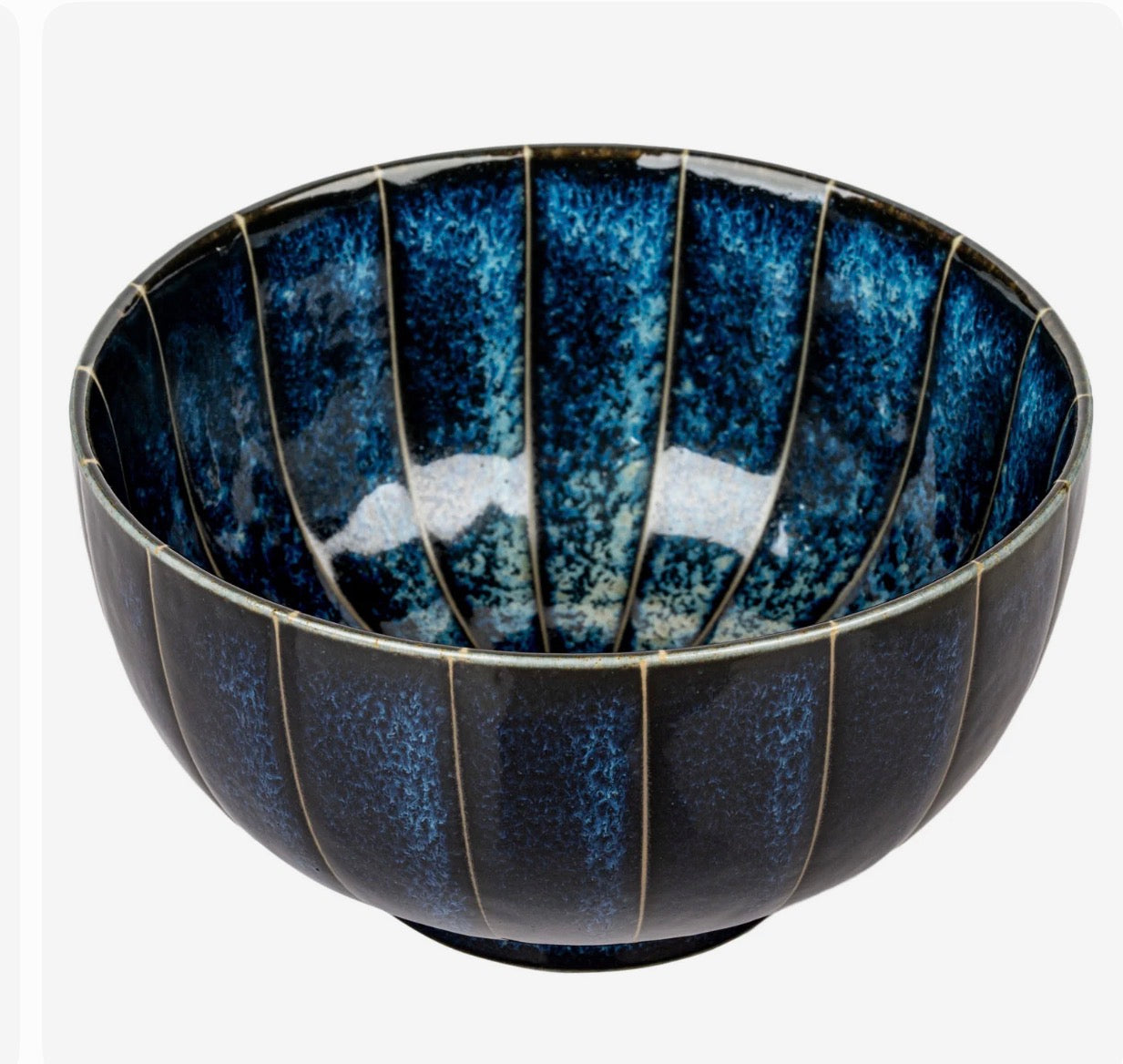 Indigo blue tokusa bowl made in Japan for rice and soup