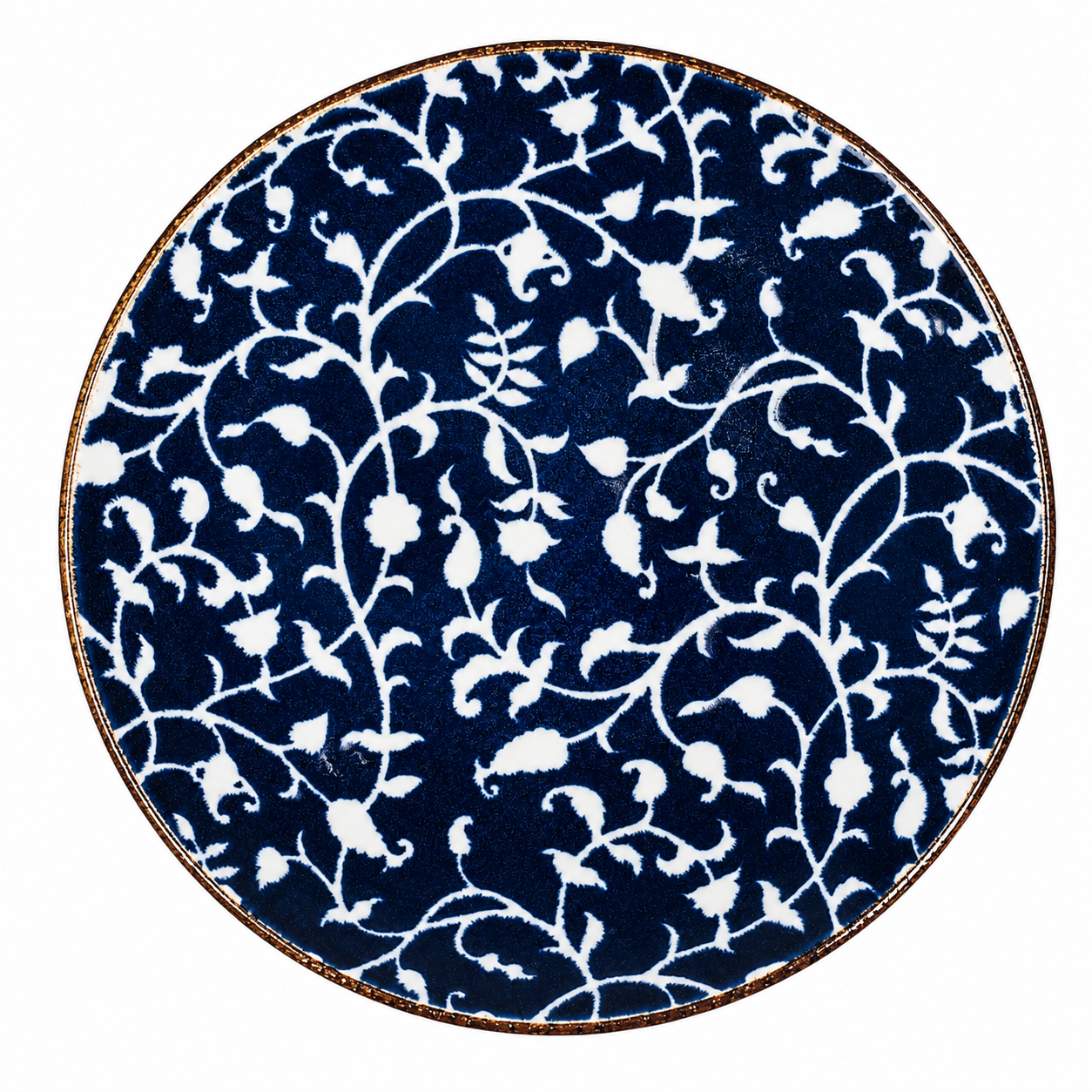 Indigo Blue and White Floral Large Japanese Serving Bowl