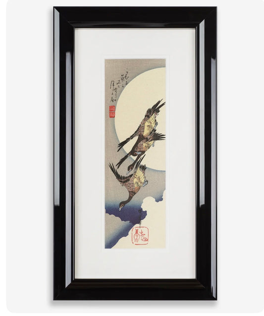Framed Three Wild Geese Hiroshige Print