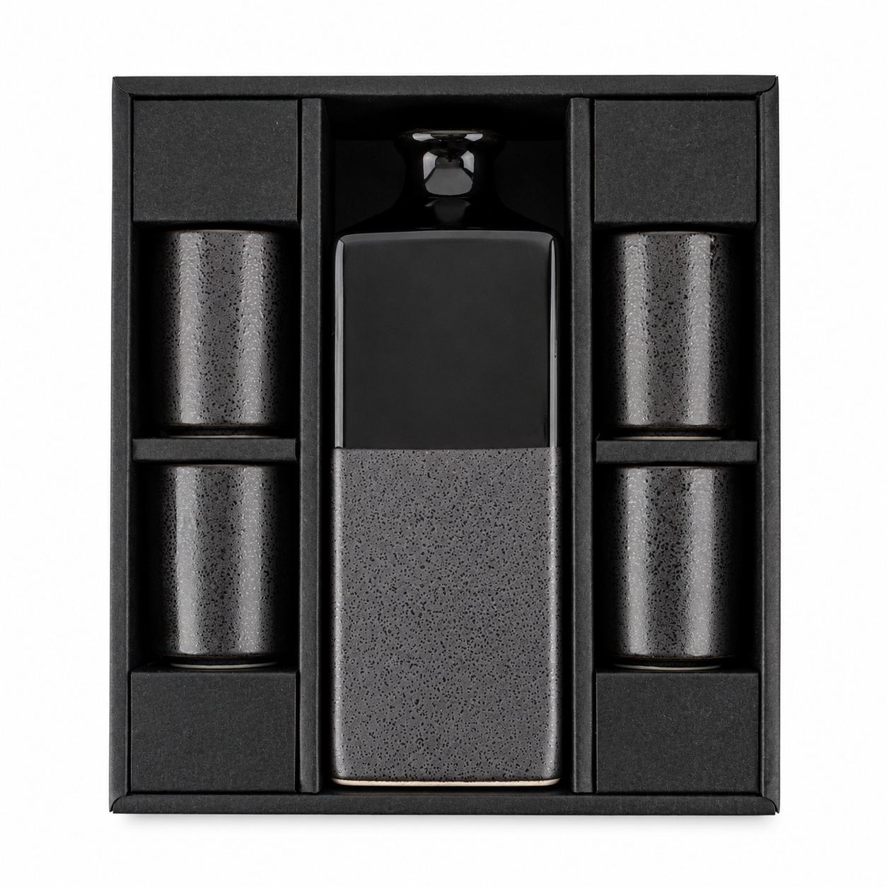 Large Premium Black Nanban Japanese Sake Set.