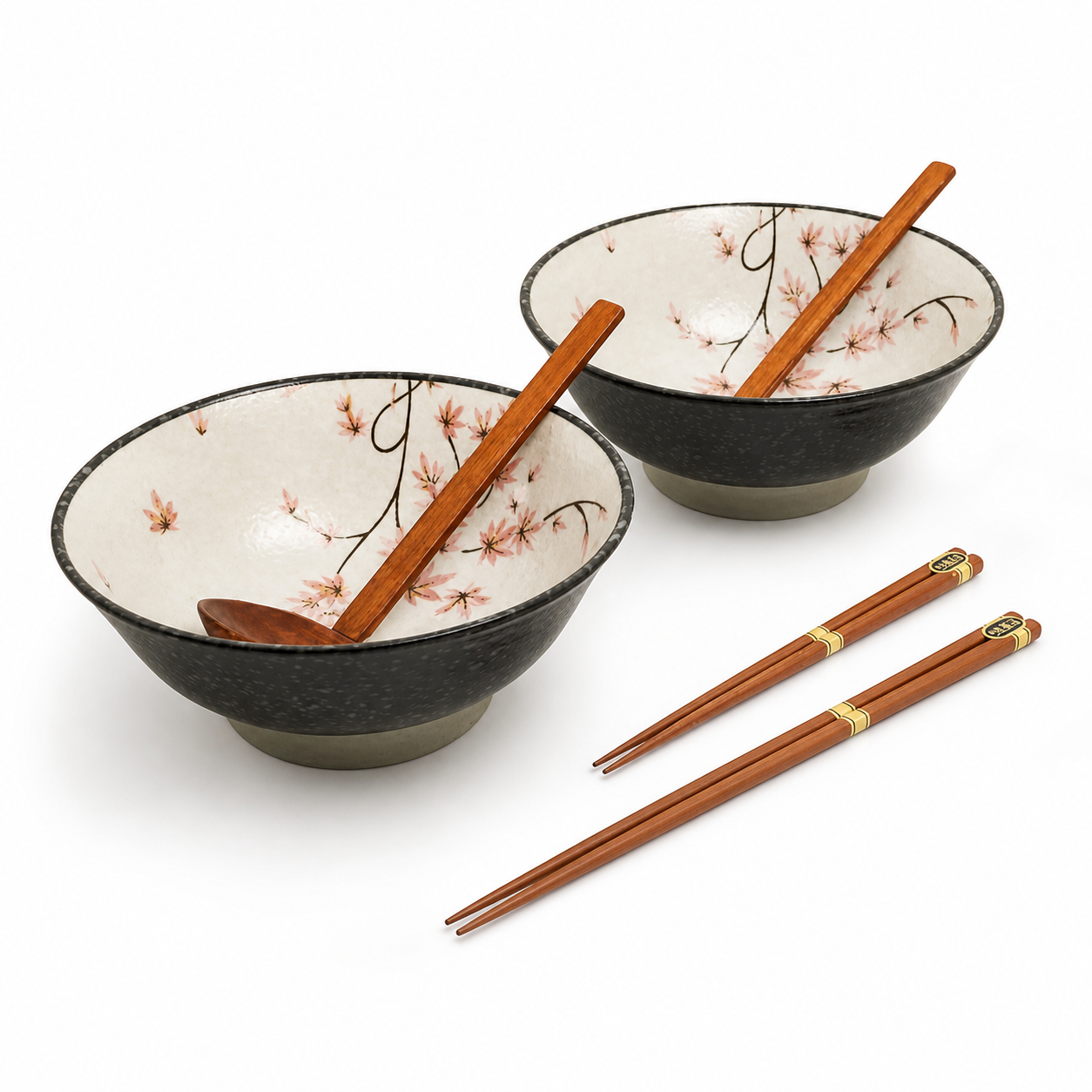 Japanese Ramen Bowl Set – Maple Leaf Design (22cm) | Made in Japan