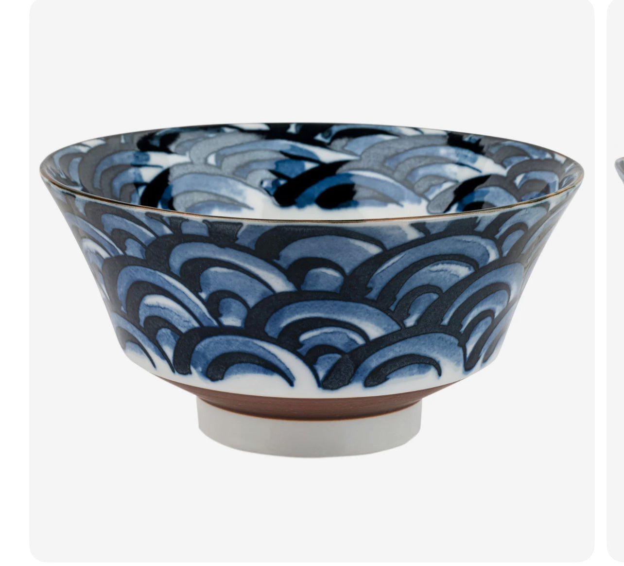 cool blue wave japanese ramen bowl ceramic  made inJapan 
