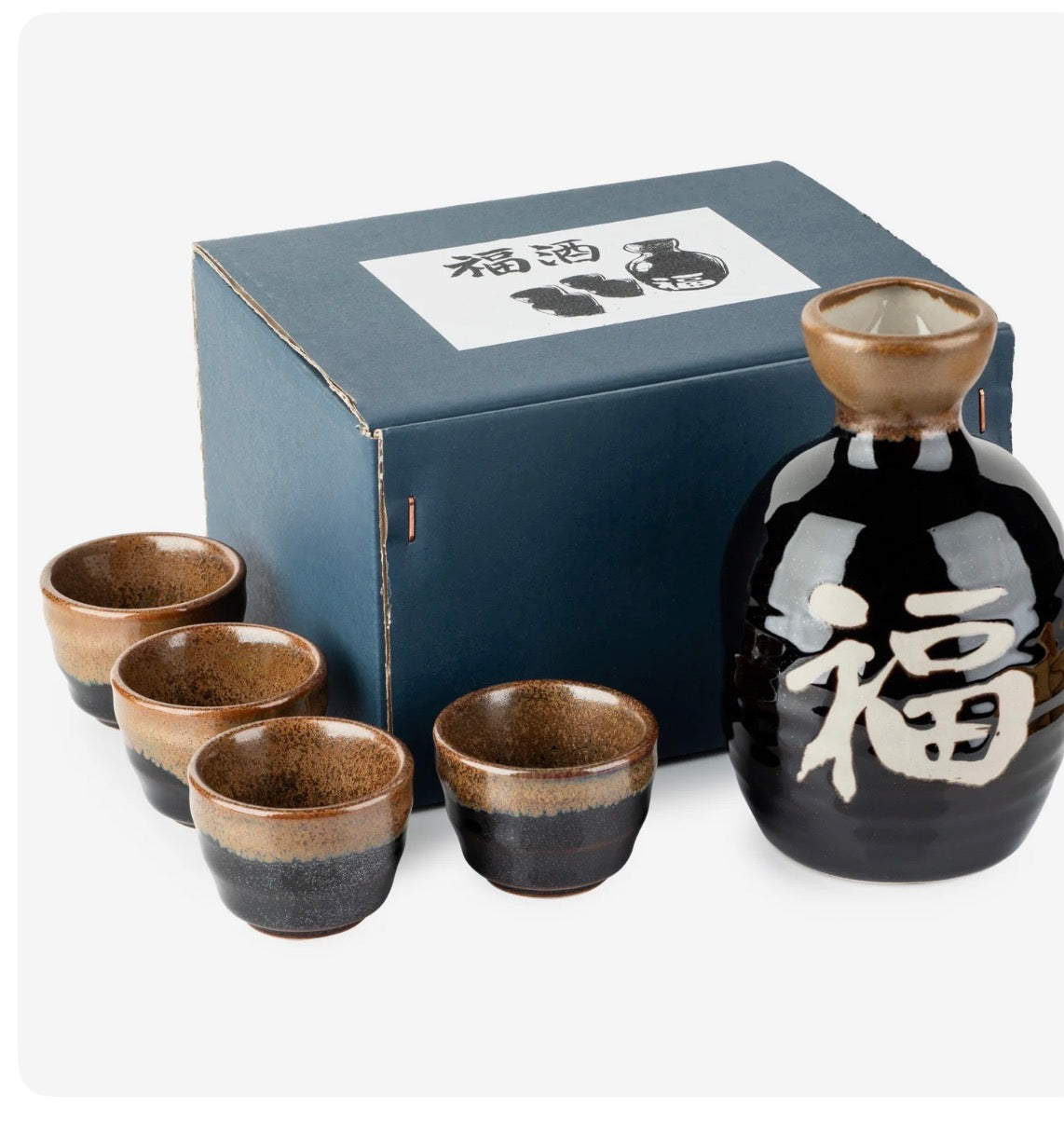 Happiness Japanese Sake Pot and Cup Set