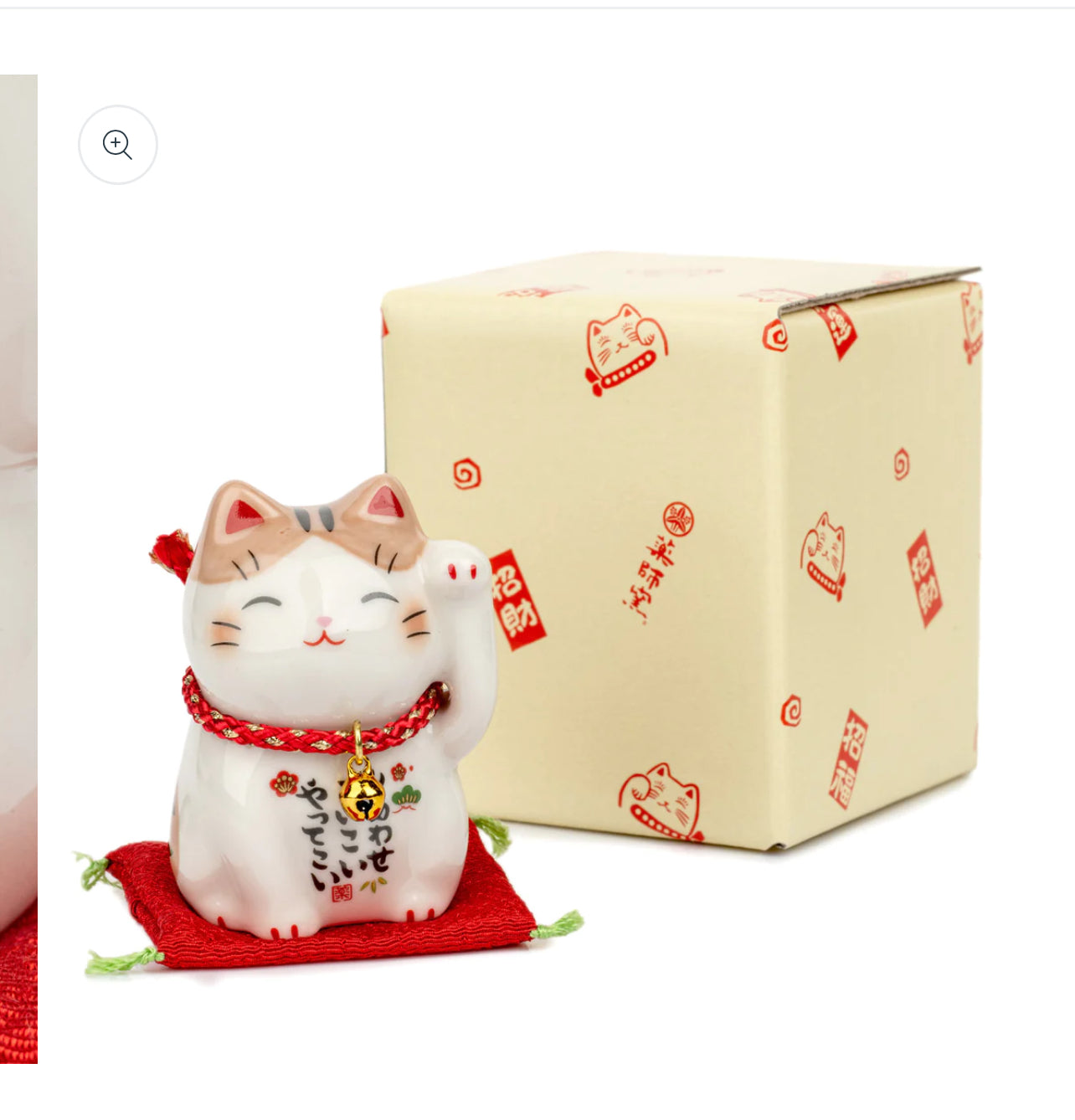 Ginger Tom Japanese Lucky Cat and Red Cushion