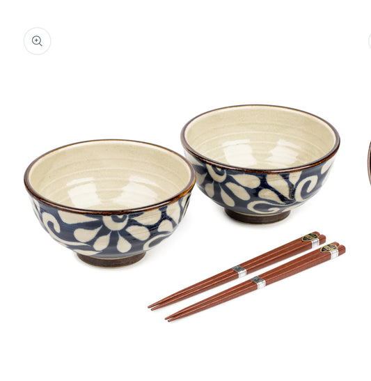 Ruri Karakusa Premium Japanese Udon Noodle Bowl Set