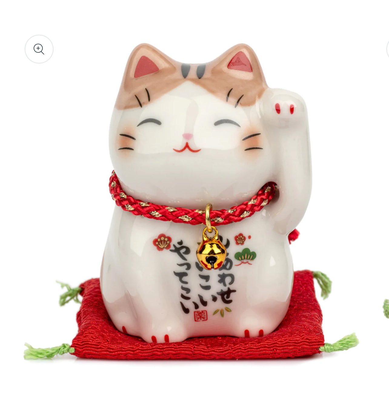 Ginger Tom Japanese Lucky Cat and Red Cushion