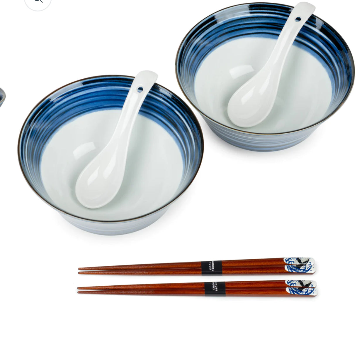 Indigo Blue Line Japanese Ramen Bowl Gift Set