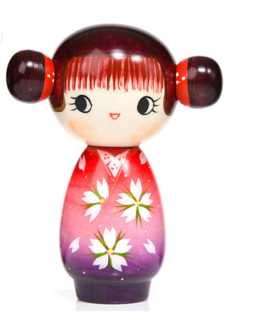 Pink Happy Girl Kawaii Kokeshi Doll