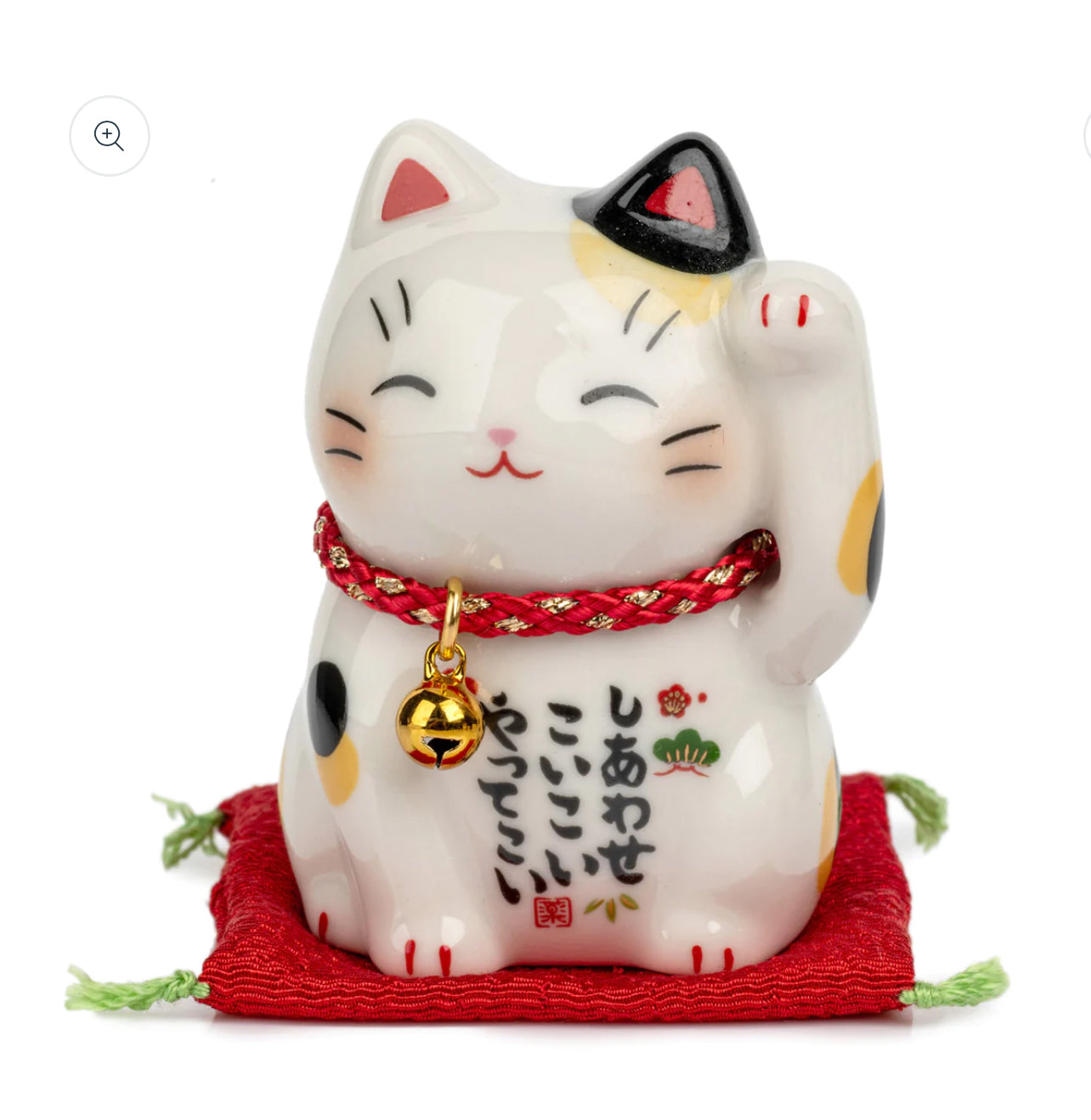 Happiness Japanese Lucky Cat and Red Cushion