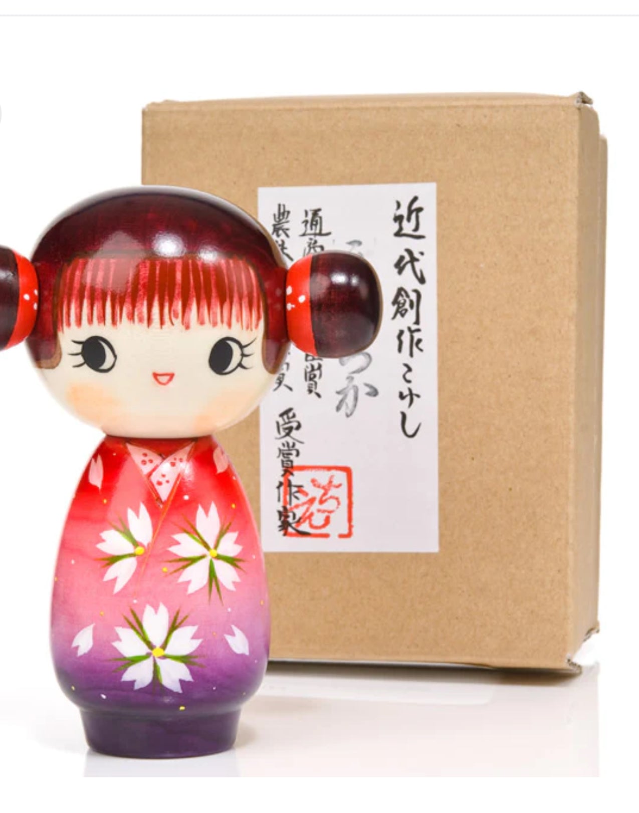 Pink Happy Girl Kawaii Kokeshi Doll