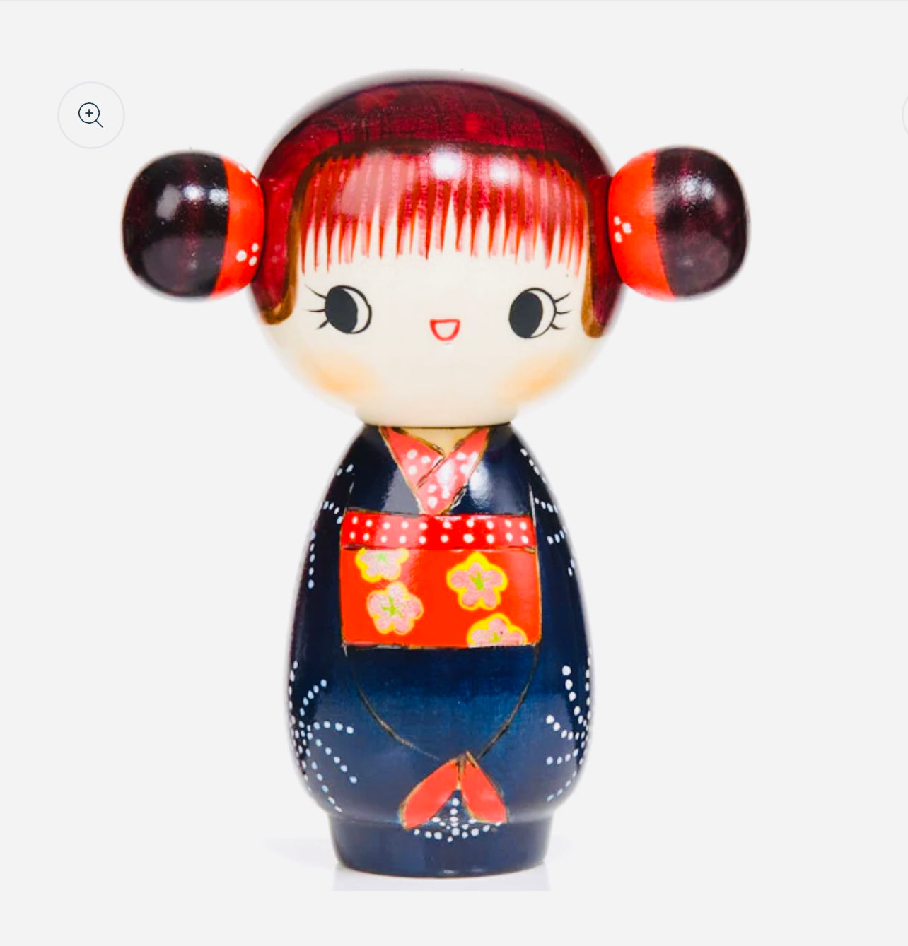 Blue Happy Girl Kawaii Kokeshi Doll