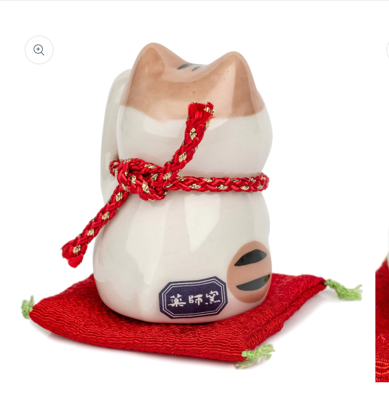 Ginger Tom Japanese Lucky Cat and Red Cushion