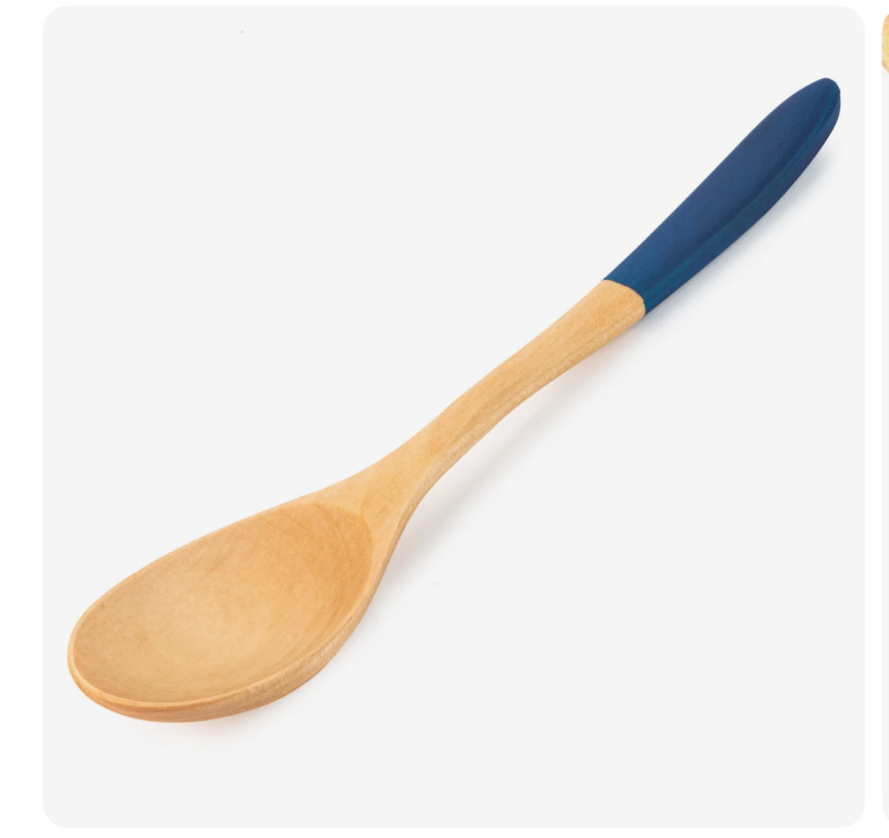 Handmade Premium Blue Japanese wooden spoon with translucent blue finish and natural artisan wood grain made in Japan