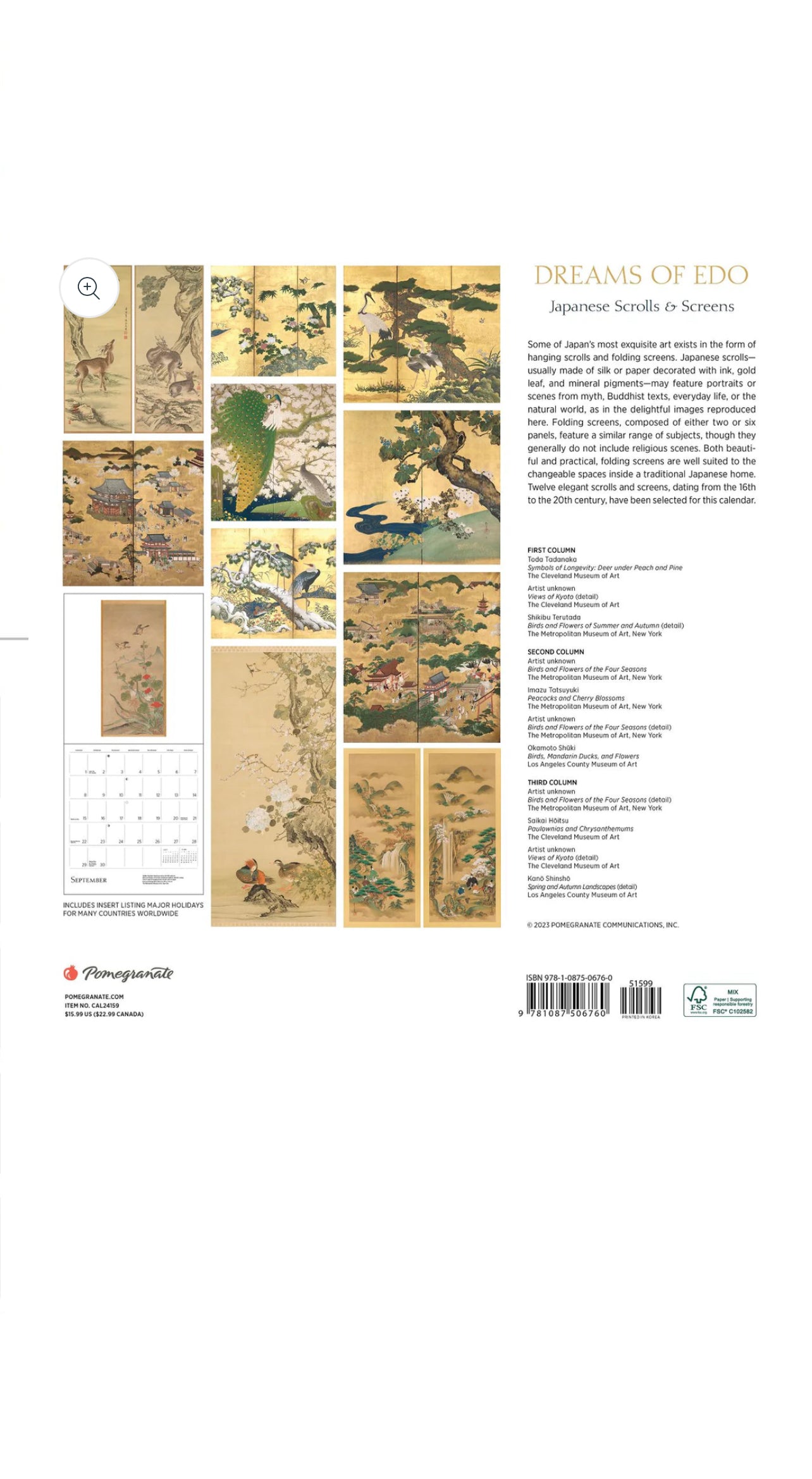 Dreams of Edo Scrolls and Screens 2024 Japanese Calendar