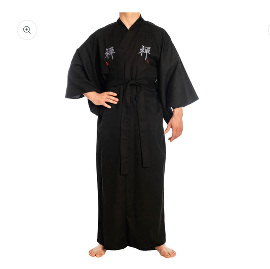 Japanese Kimono Zen Long Black