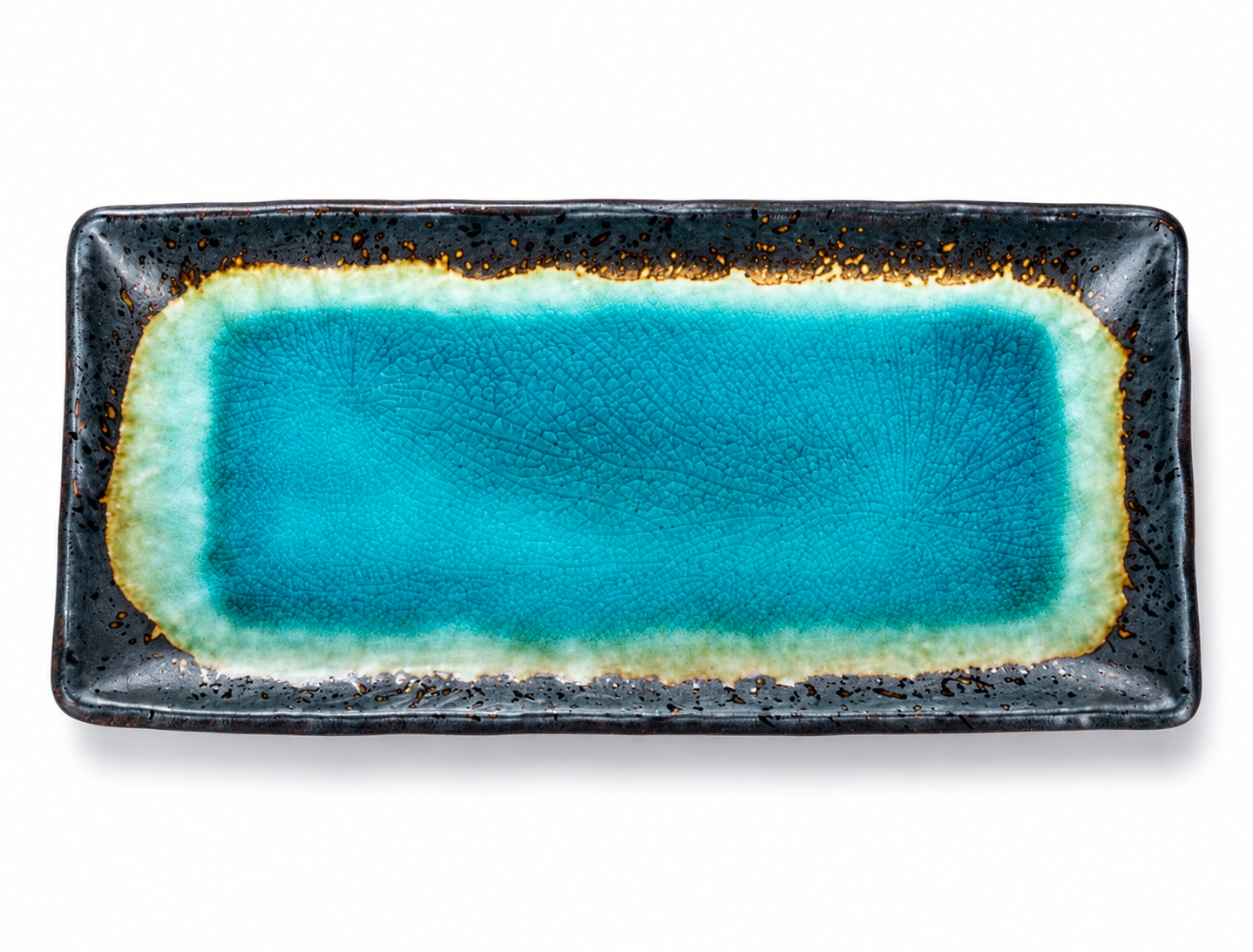 Turquoise Japanese Crackleglaze Oblong Plate