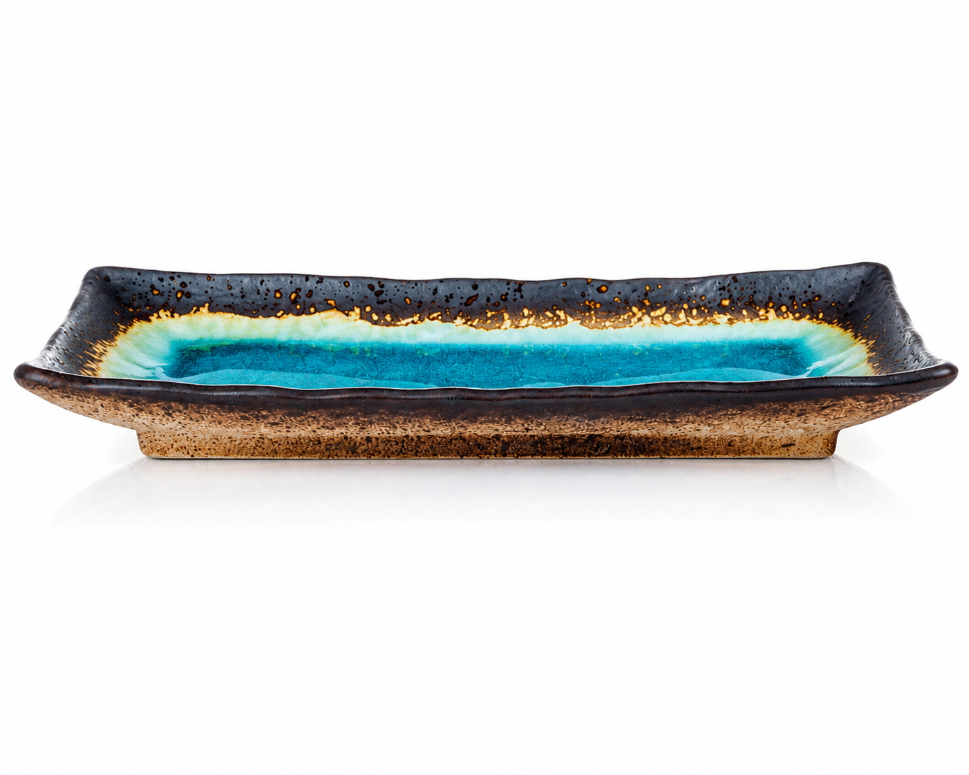 Turquoise Japanese Crackleglaze Oblong Plate